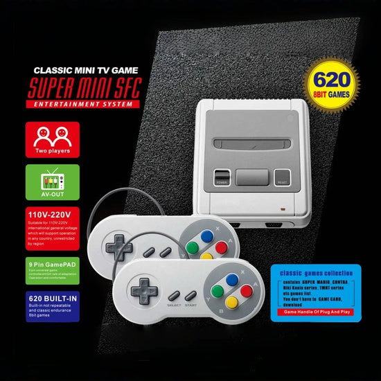 Mini console de jeu TV SFC620, lecteur de jeu portable rétro classique, 620 jeux intégrés, console de jeu vidéo avec manette